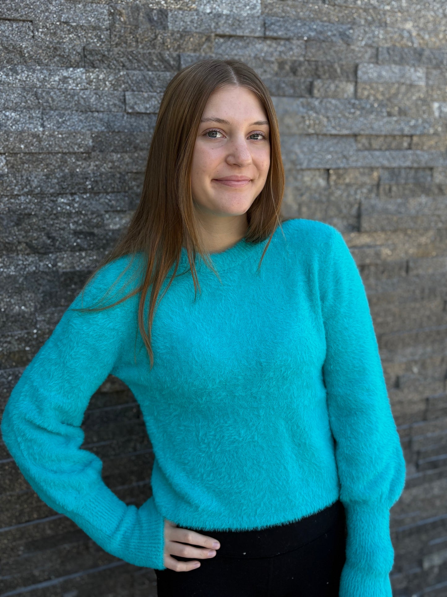 Blue Fuzzy Sweater by Sincerely Ours