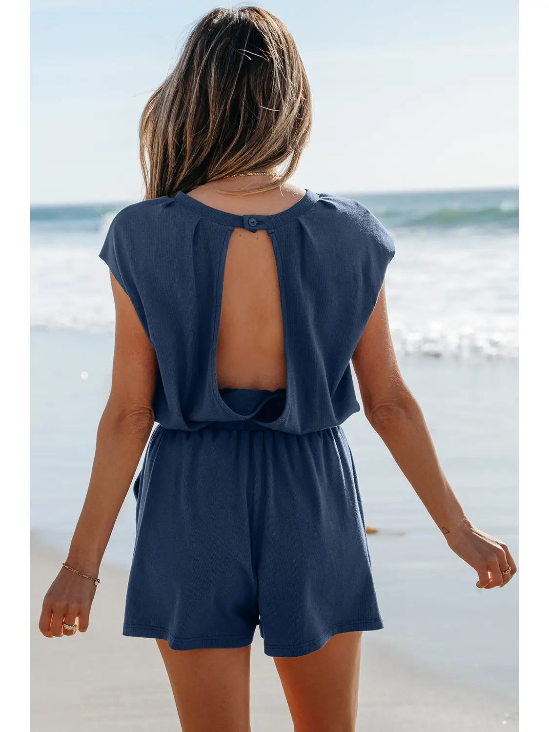 Gray Open Back Romper by LA Biz