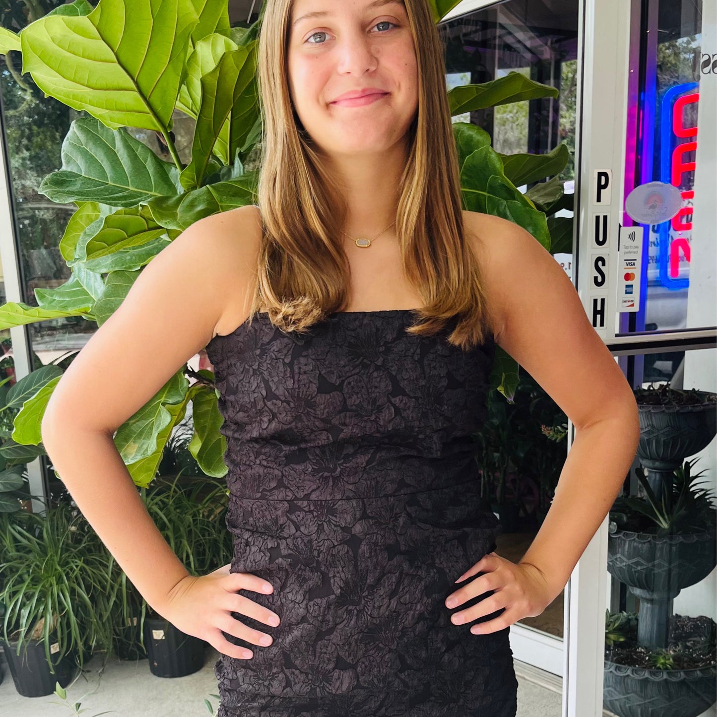 Little Black Floral Mini Dress by THML