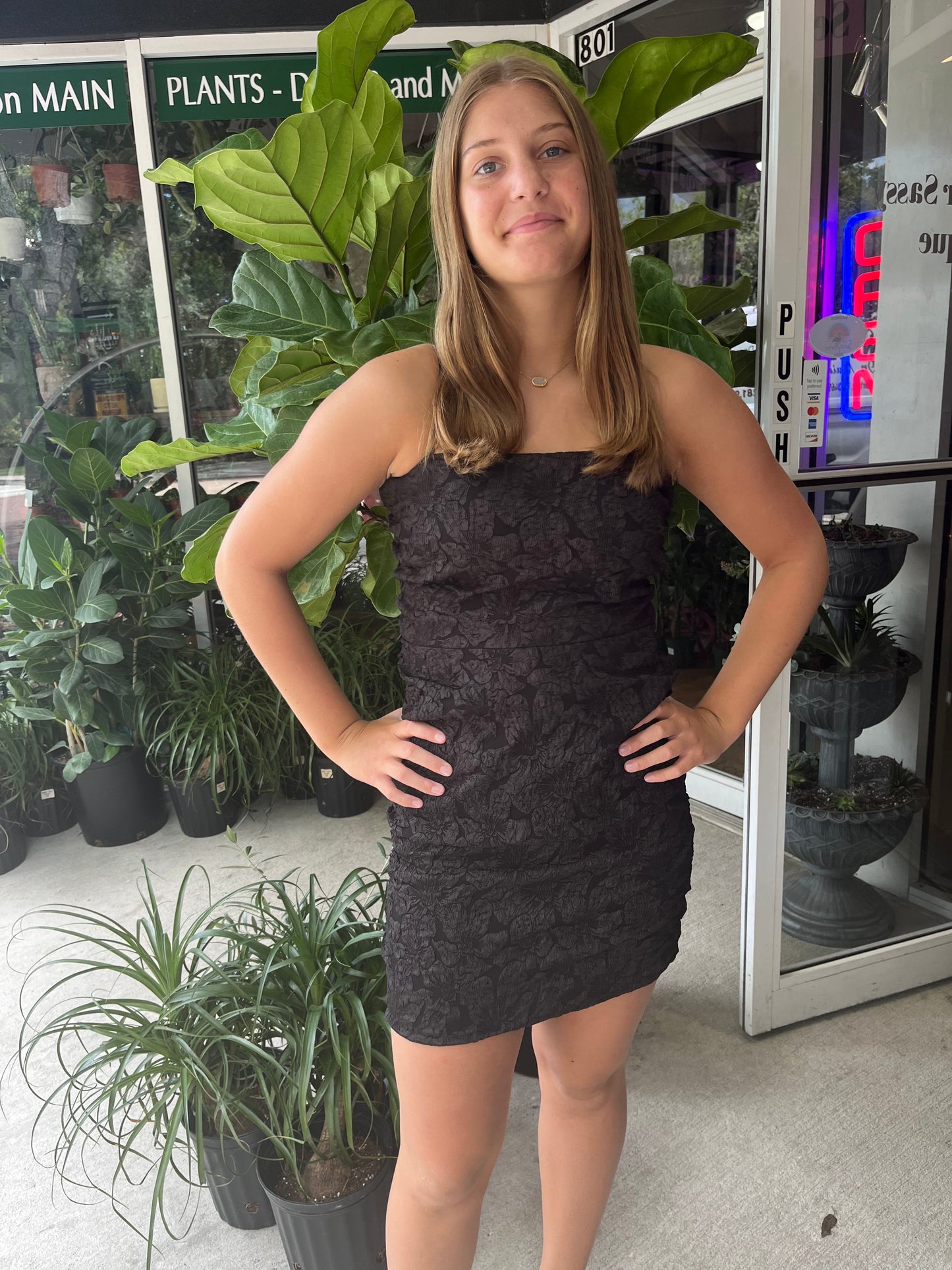 Little Black Floral Mini Dress by THML