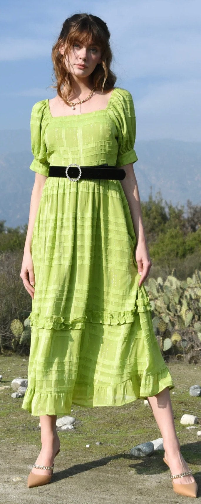 Silvia Burntout Chiffon MIDI by Adelyn Rae
