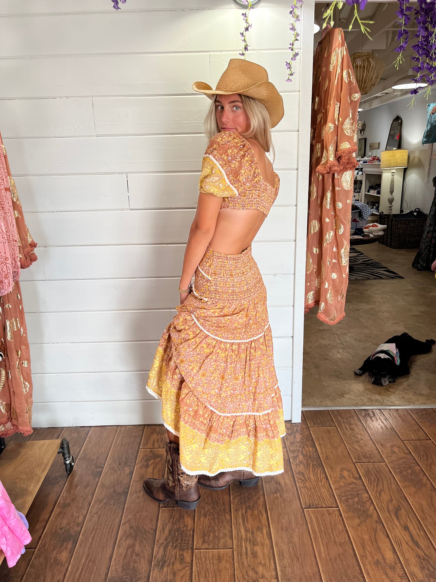 Open Back Rust Dress by Barok Paris
