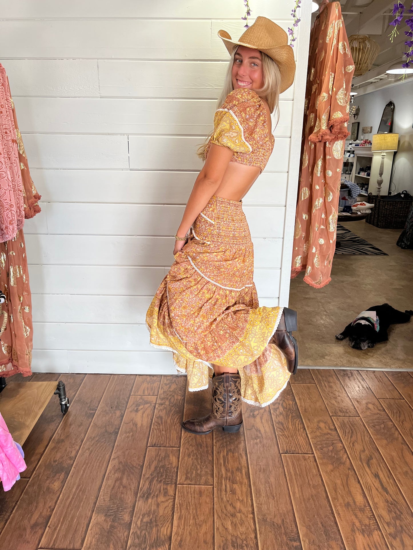 Open Back Rust Dress by Barok Paris