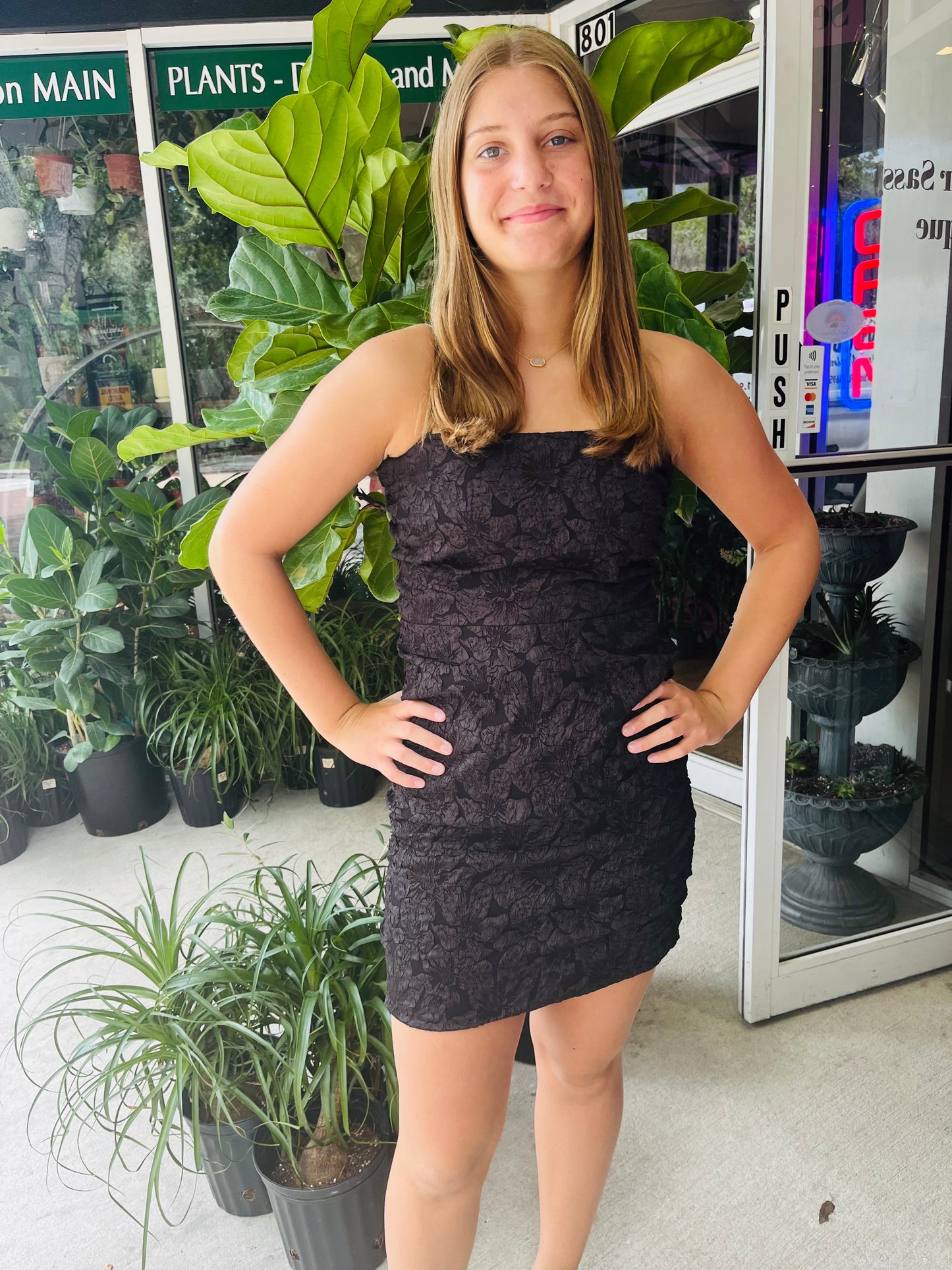 Little Black Floral Mini Dress by THML