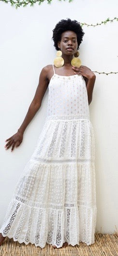 White Boho Maxi Dress by Barok Paris