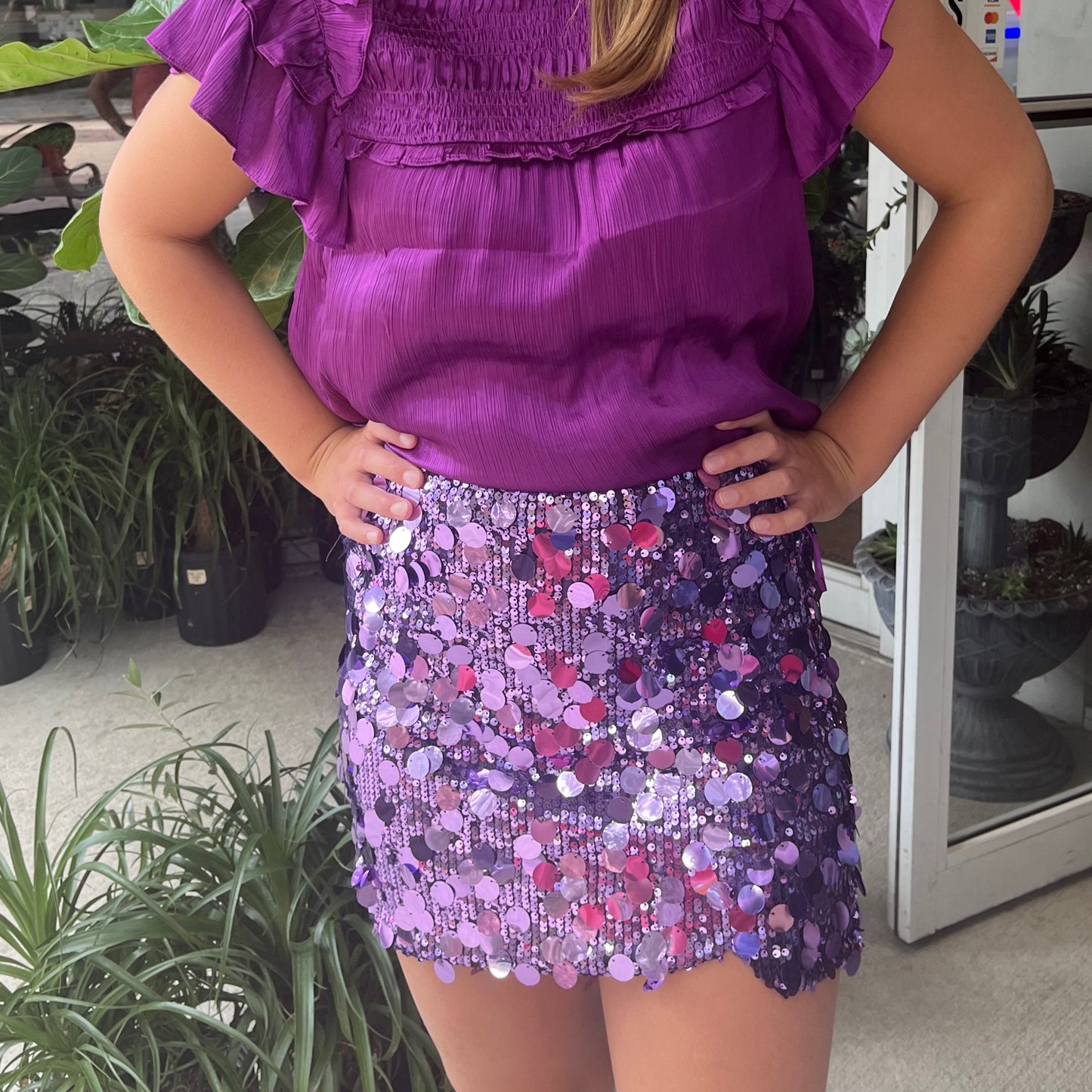 Purple Sequin Skirt by Strut & Bolt