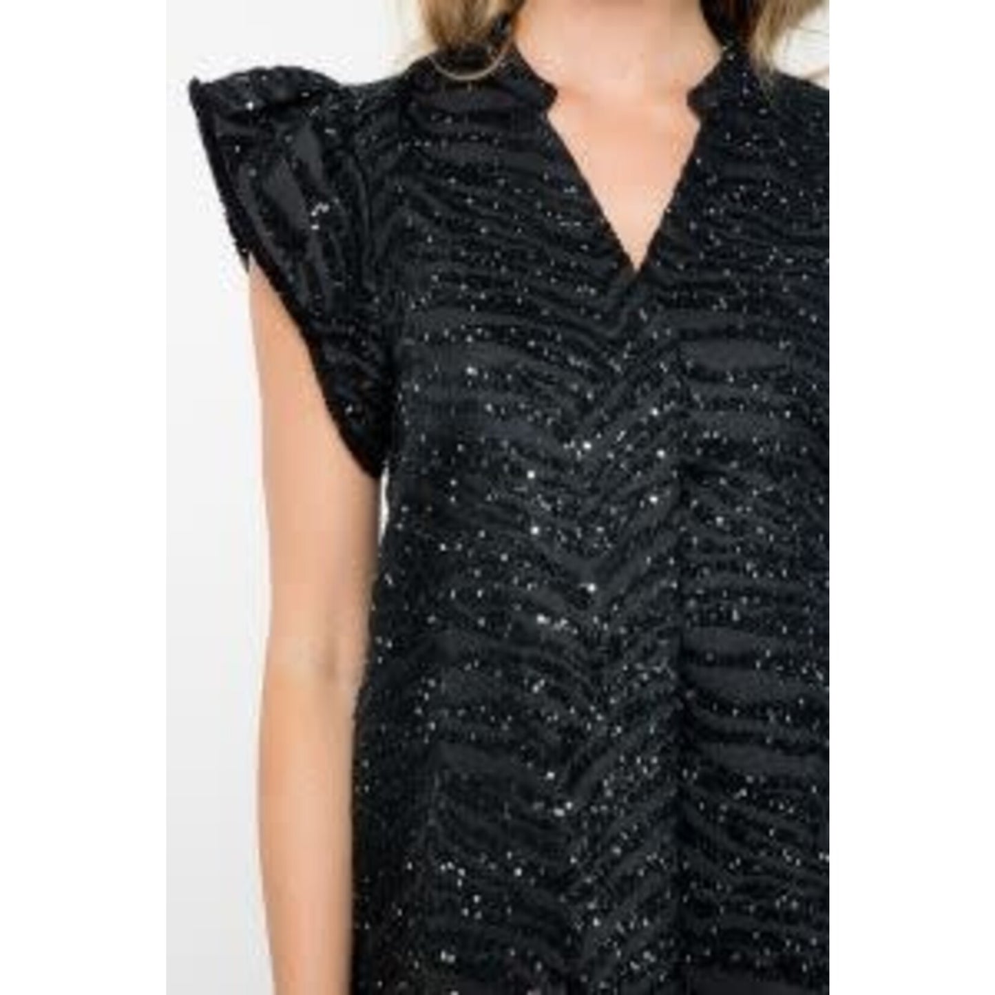 Black Textured Sequin Mini by THML
