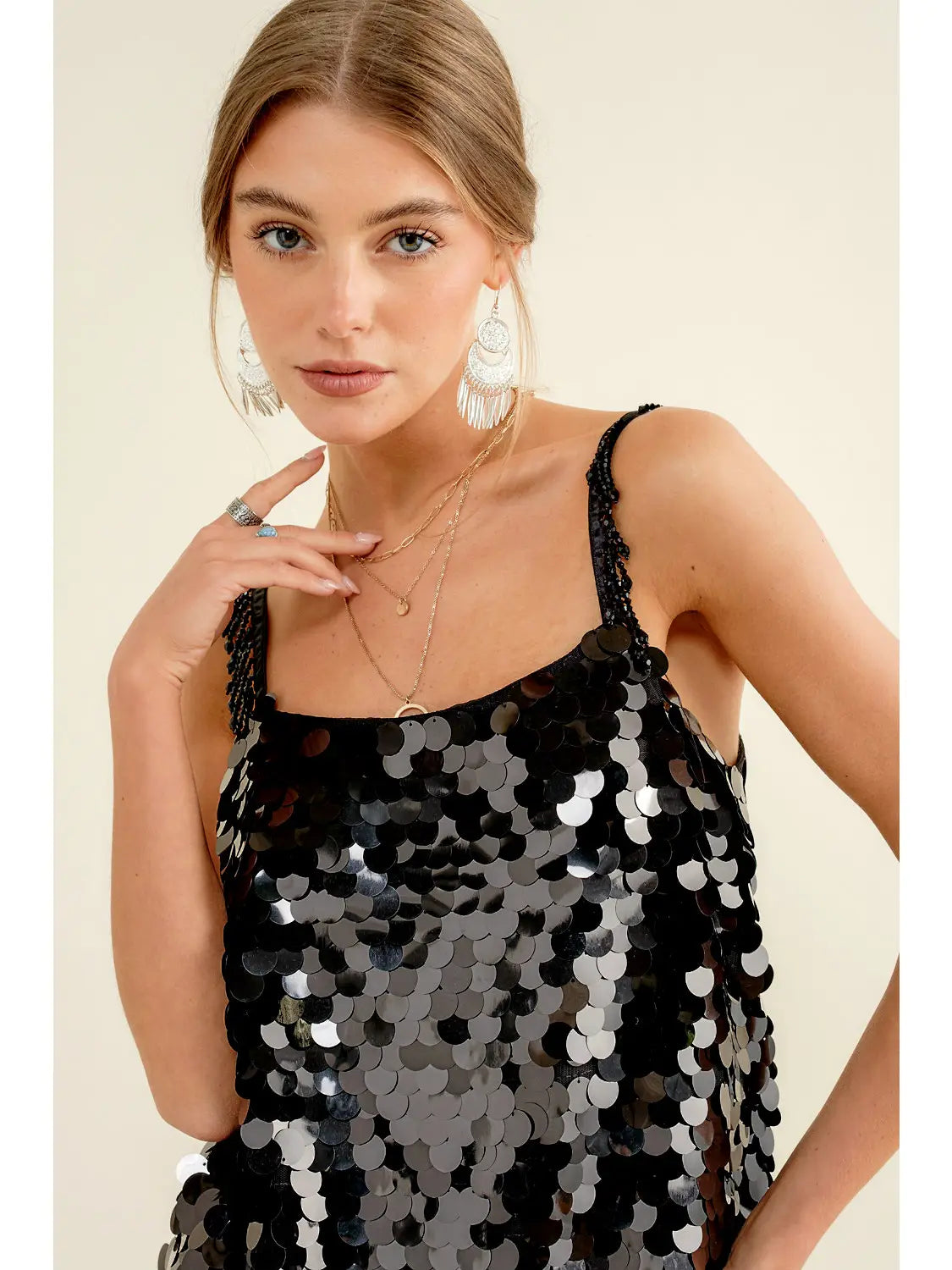 Pink or black sequin midi