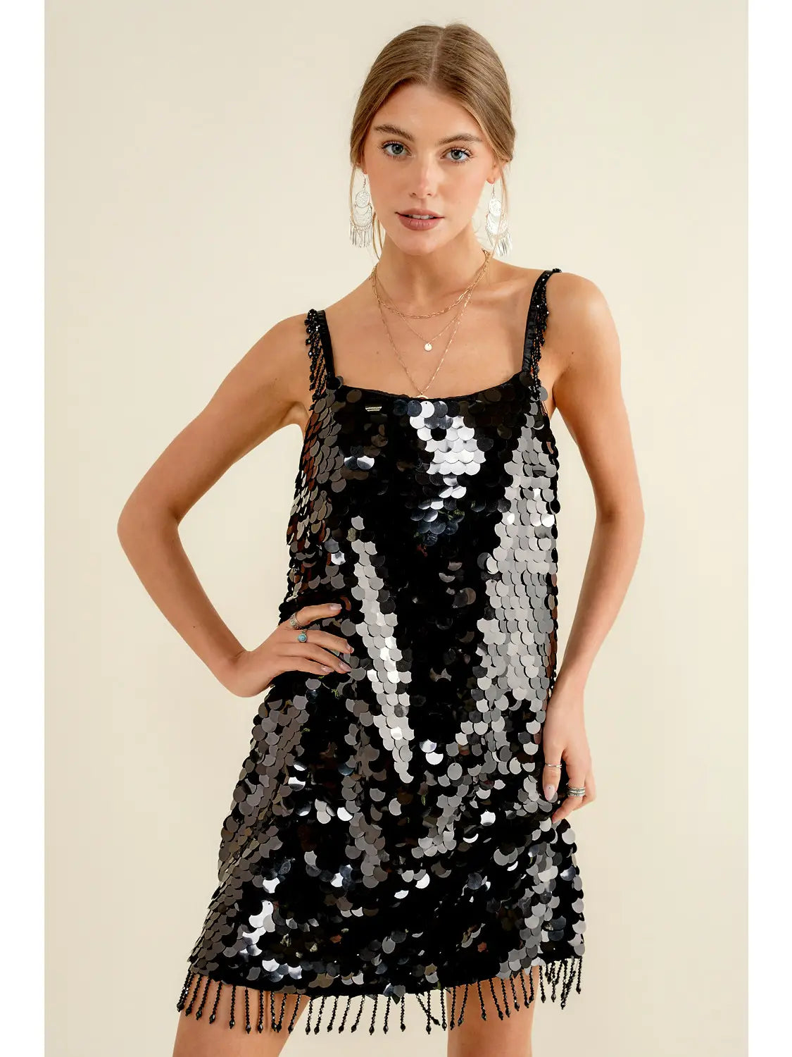 Pink or black sequin midi