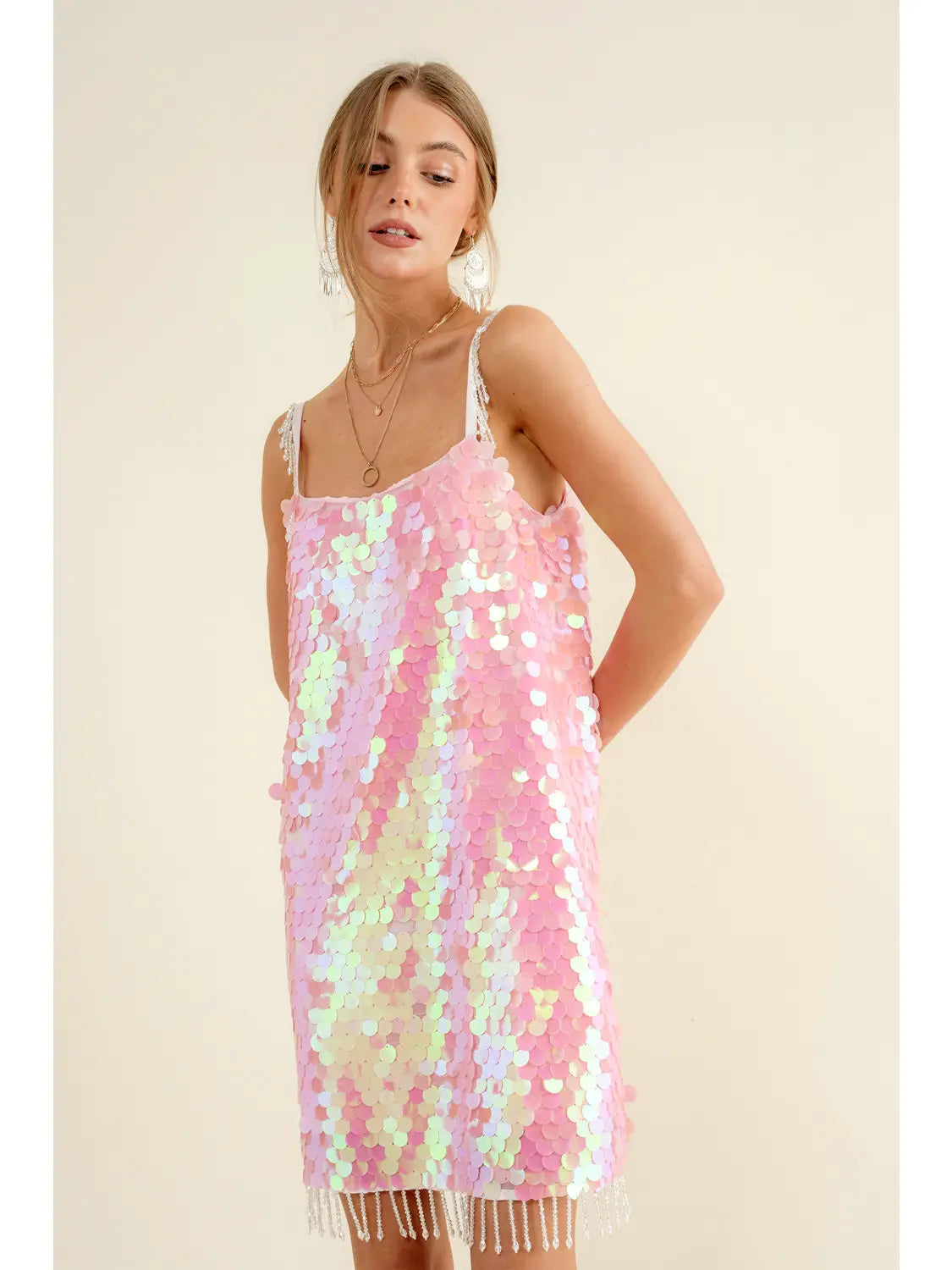 Pink or black sequin midi