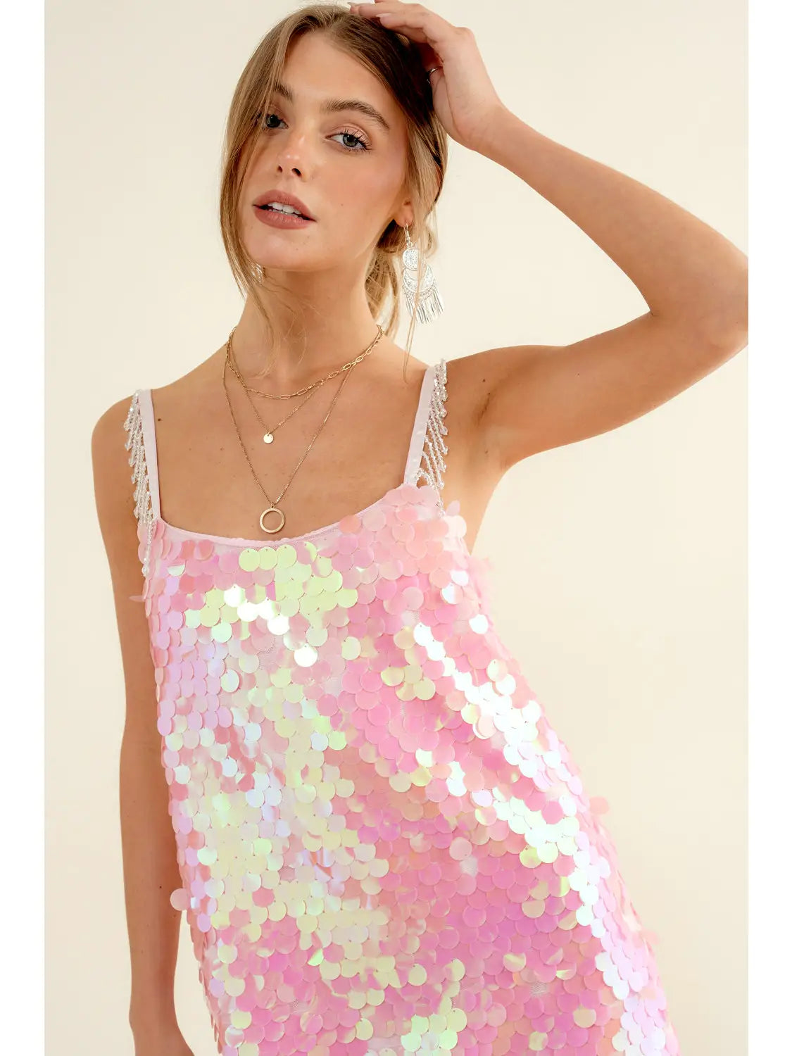 Pink or black sequin midi
