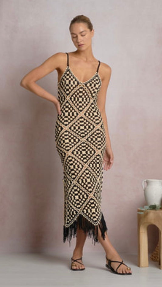 Crocheted maxi slip dress by Elan ￼￼