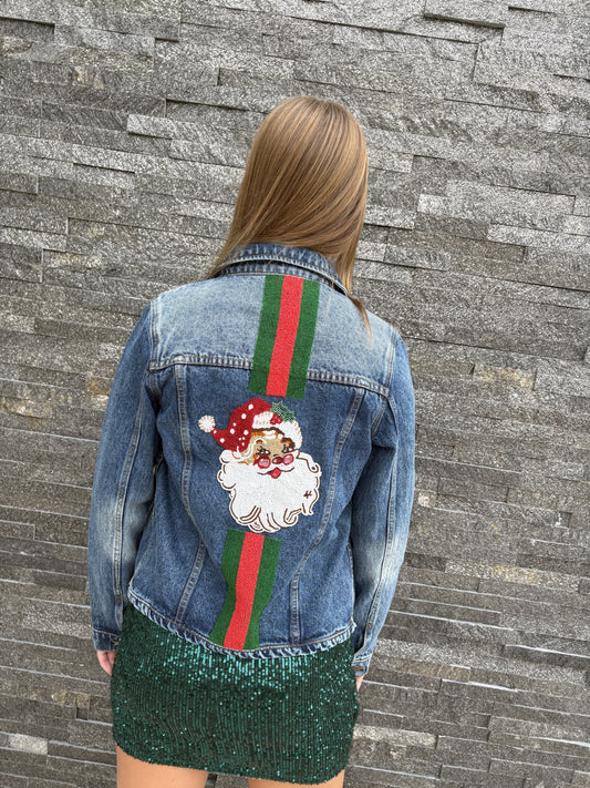 Vintage Red Santa Jean Jacket