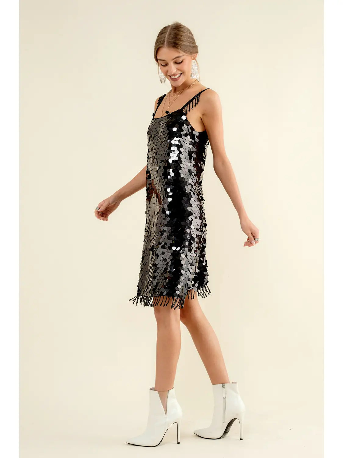 Pink or black sequin midi