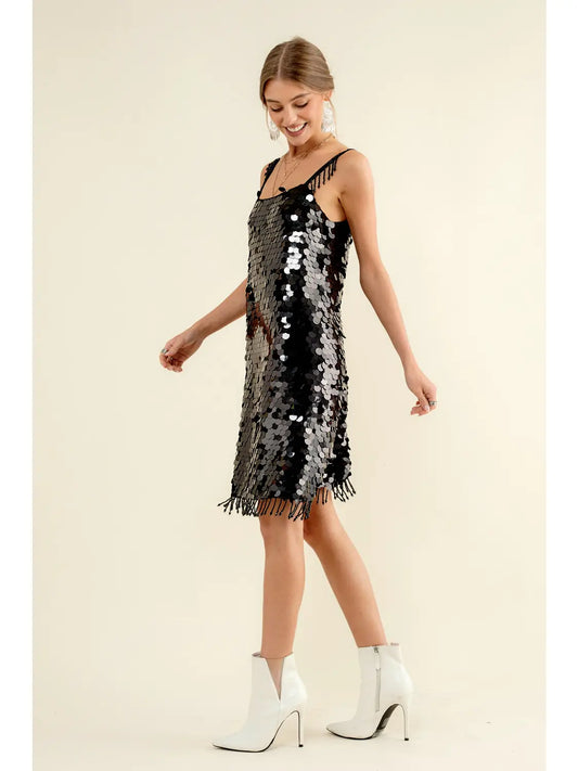 Pink or black sequin midi