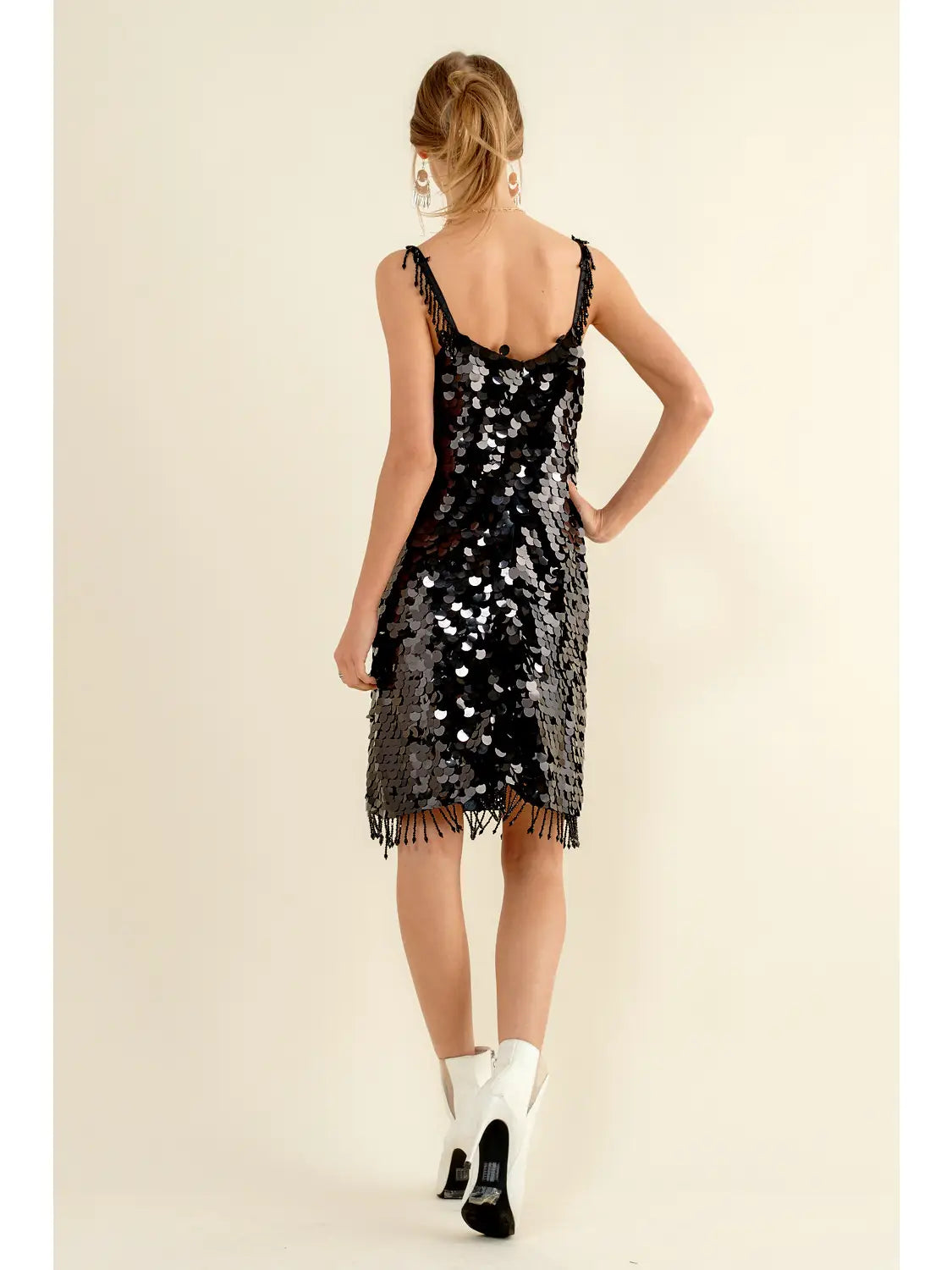 Pink or black sequin midi