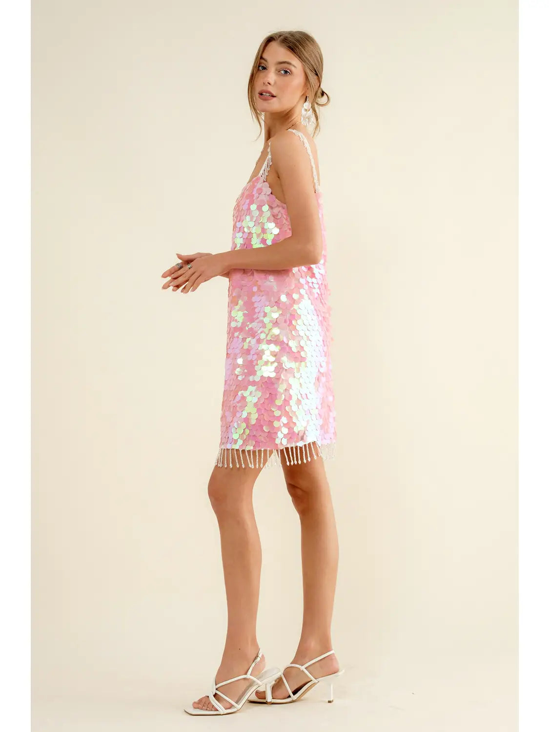 Pink or black sequin midi