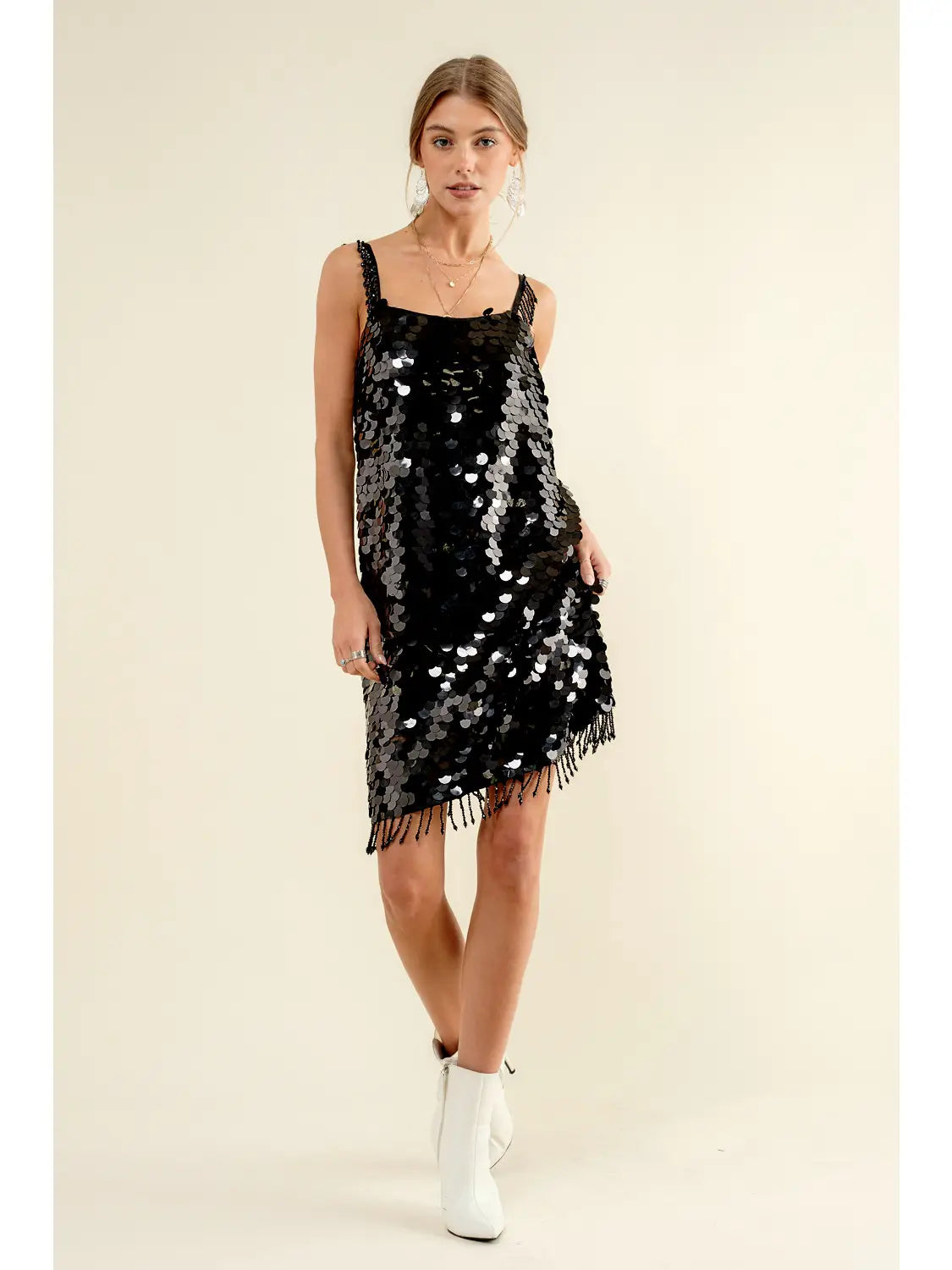 Pink or black sequin midi