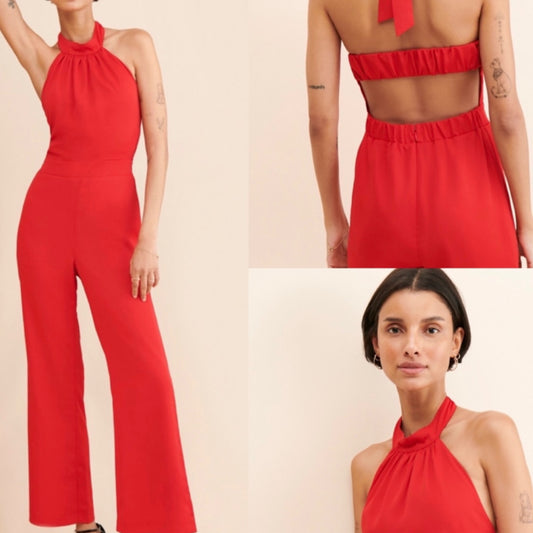 Vena Crepe Halter Jumpsuit by Adelyn Rae