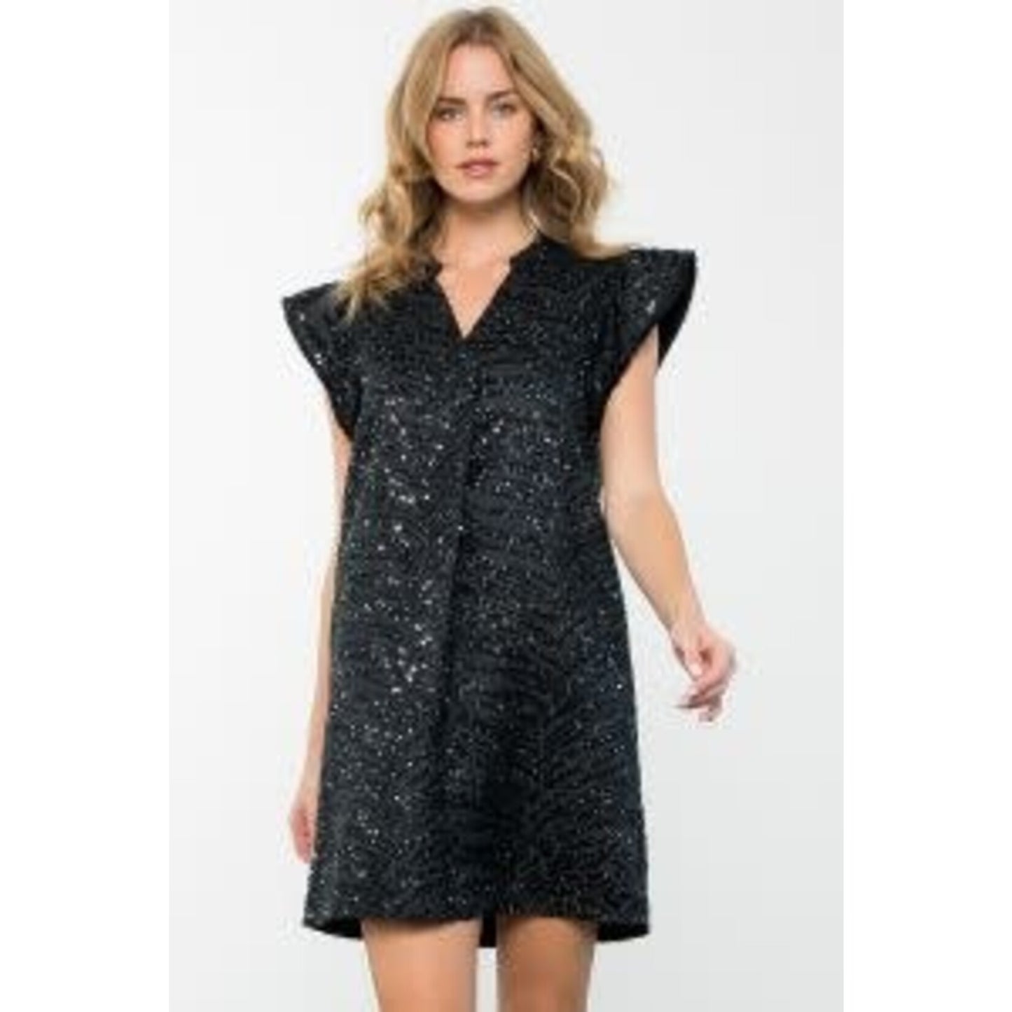 Black Textured Sequin Mini  by THML